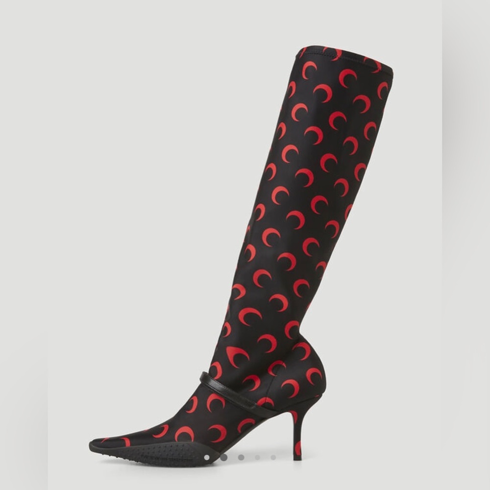 MARINE SERRE
Second Skin Moon Print Boots In Black